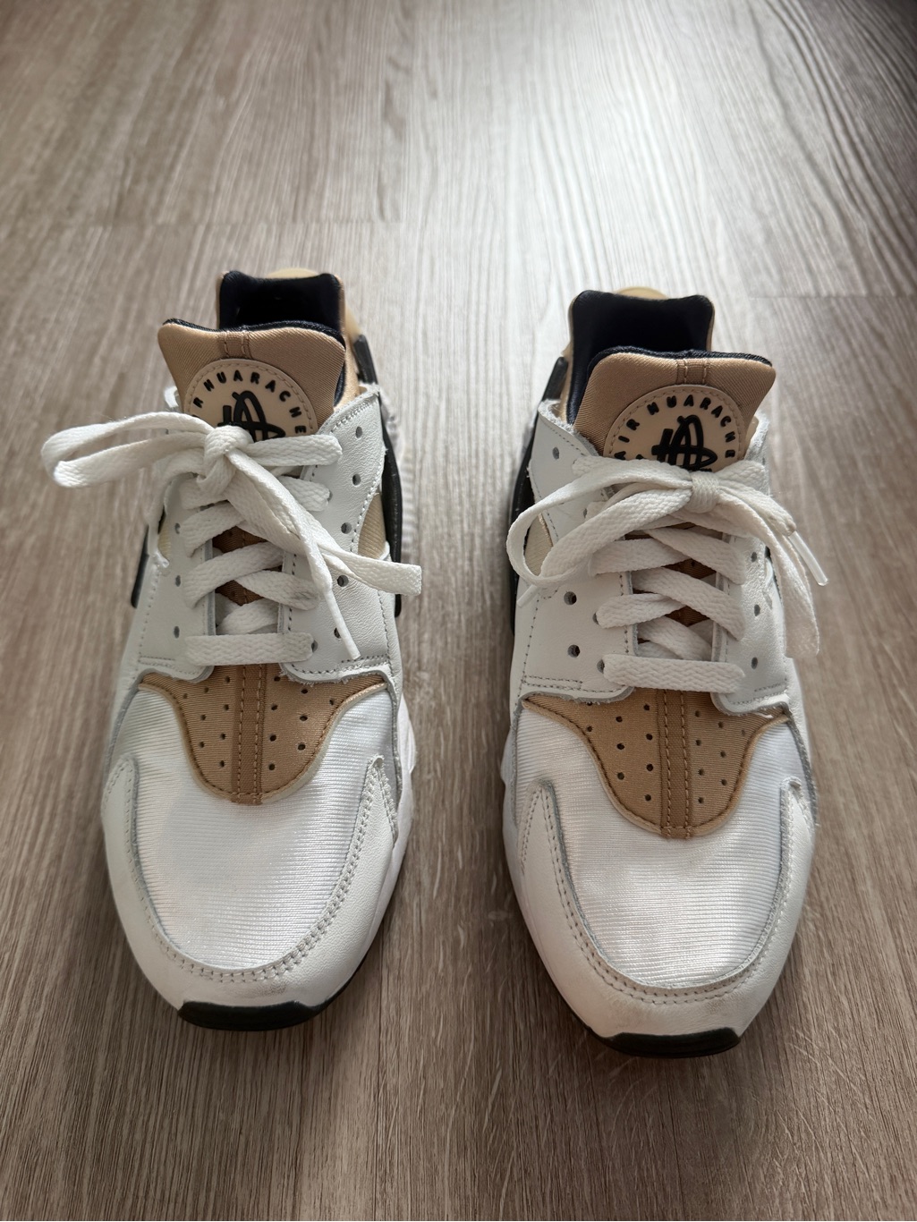 Women's Nike Air Huarache White, Tan, Black